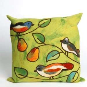   Birds Square Indoor/Outdoor Pillow in Green Size 16