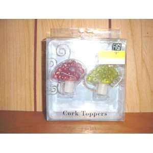  Set of 2 Cork Toppers for Wine Bottles 