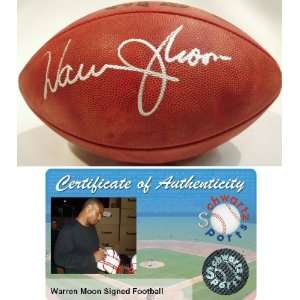  Warren Moon Signed Official Wilson NFL Game Football 