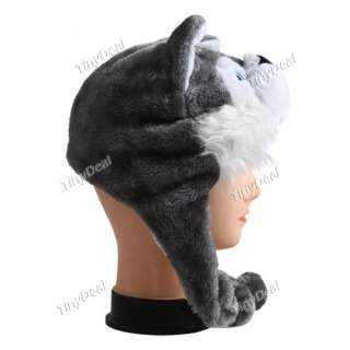 Cartoon Style Animal Wolf Winter Ear Flap Hat Fluffy Plush Cap NCP 