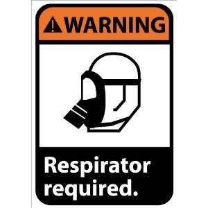  Warning, Respirator Required (W/Graphic), 10X7, Adhesive 