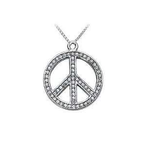   Peace Symbol Pendant  14K White Gold   0.75 CT Diamonds Jewelry