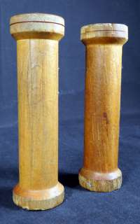 WOODEN BUMB BELL BOBBINS LOT OF 2 WALNUT COTTAGE  