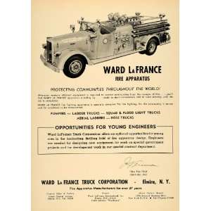 1955 Ad Ward La France Truck Fire Engine Apparatus NY   Original Print 