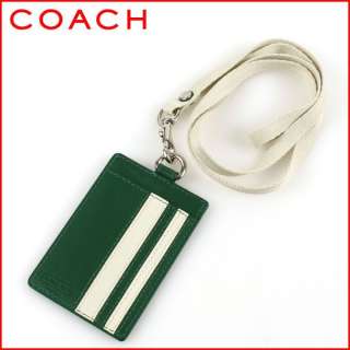 NEW**COACH GREEN　ID Holder　Leather Lanyard Card Case F60938 