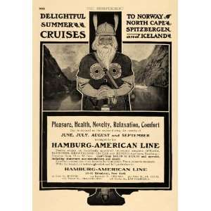  1907 Ad Hamburg American Line Cruise Ship Viking Cruise 