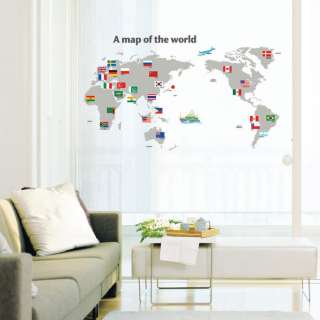 Map of the World Wall STICKER Removable Adhesive Decal  