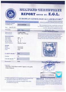 diamond was graded by and accompanied by egl gemological certificate