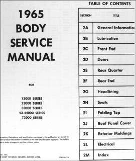 1965 Pontiac LeMans Tempest and GTO Body Shop Manual  