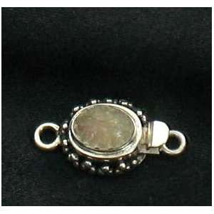 RAINBOW MOONSTONE CARVED STERLING CLASP LARGE~