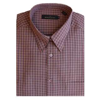 New Brown Plaid Bugatchi Uomo L/S Button Down Shirt 2XL  
