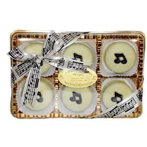 Music Notes Themed Belgian White Chocolate Dipped Oreos  