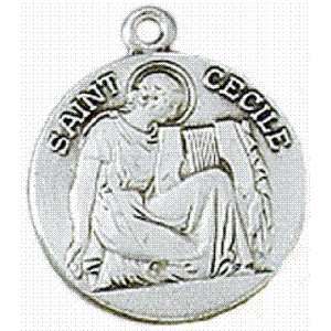   St. Cecile Sterling Silver Medal with 18 Inch Chain 