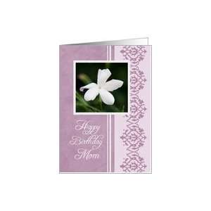  Happy Birthday Mom from Son   Purple & White Flower Card 