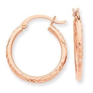  14k Gold Rose Gold D/C Polished Hoop Earrings Jewelry