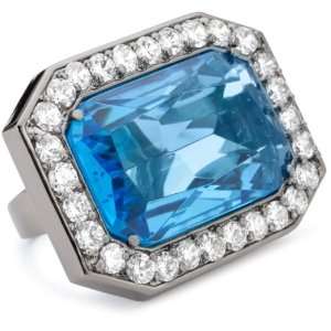  nOir Two Finger Midnight Ice Blue Statement Ring, Size 8 