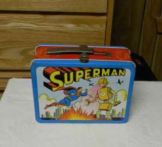 Vintage 1954 Superman W Robot Lunchbox. Indian Head