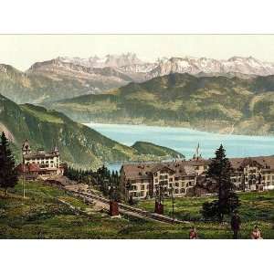 Vintage Travel Poster   Kaltbad and the Alps Rigi Switzerland 24 X 18