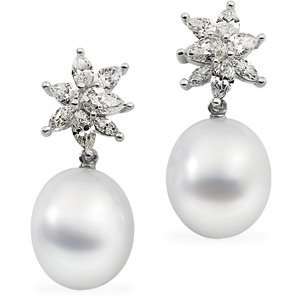   Pearl And Diamond Earrings Diamond quality VS (VS2 clarity, G I color