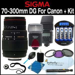   Macro Telephoto Zoom Lens for Canon SLR Cameras + Filter Kit + Flash