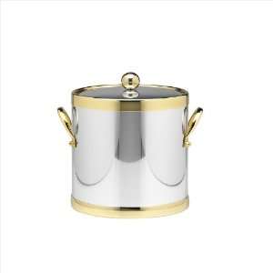  Americano 3 qt. Ice Bucket in Shiny Chrome and Brass w 