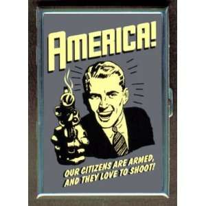  AMERICA BIG GUNS FUNNY ID CIGARETTE CASE WALLET 