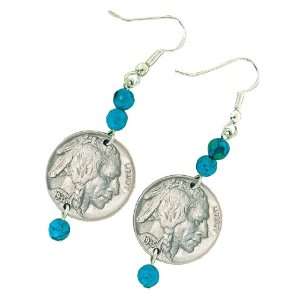  Buffalo Nickel Turquoise Coin Earrings Coin Jewelry 