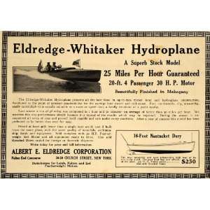  1913 Ad Eldredge Whitaker Hydroplane Stock Model Boat 