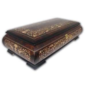   Grand Arabesque Inlaid Rare Sorrento Dark Wooden Musical Jewelry Box