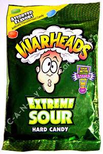 WARHEADS EXTREME SOUR CANDY   ASSORTED FLAVORS 2oz Bag  