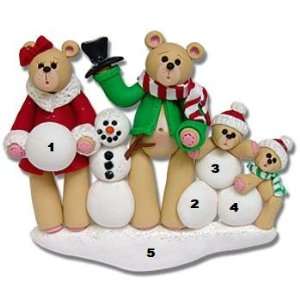  Belly Bear Family with Snowman Personalized Ornament