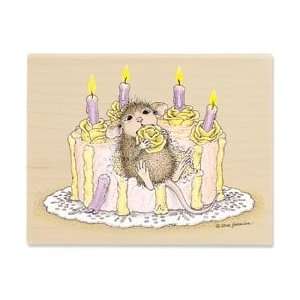  House Mouse Mounted Rubber Stamp 3X4   Cake For One Cake 