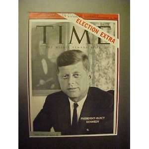 John F. Kennedy November 16, 1960 Time Magazine Professionally Matted 