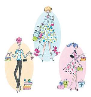 Shopping Girl Purses & Pink Poodles 25 Wallies Stickers Purse Sticker 