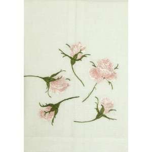  Anali Pink Rosebud Linen Guest Towel