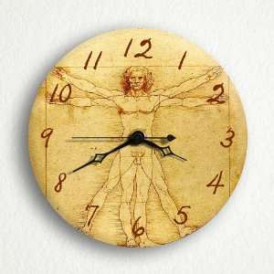 Vitruvian Man Leonardo da Vinci 6 Silent Wall Clock (Includes Desk 