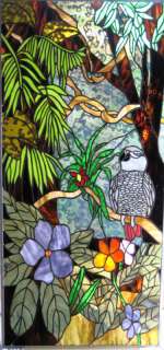 African Grey Parrot Stained Glass Window EBSQ ARTIST  