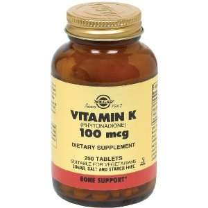  Solgar   Vitamin K (Phytonadione), 100 mcg, 250 tablets 