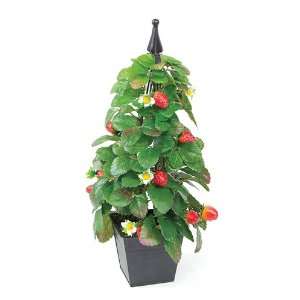 Pack of 2 Farm Fresh Potted Artificial Silk Strawberry Plant Topiaries 