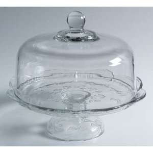 Anchor Hocking Savannah Pedestal Cake Plate With Glass Dome Cover Lid 