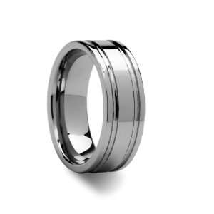 ANCHORAGE Dual Offset Grooves Mens Tungsten Carbide Wedding Ring   8mm 