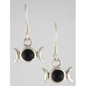  Black Onyx Triple Moon Earrings 