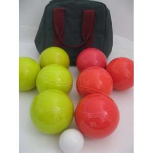  Engraved Bocce package   107mm EPCO Yellow and light Red balls 