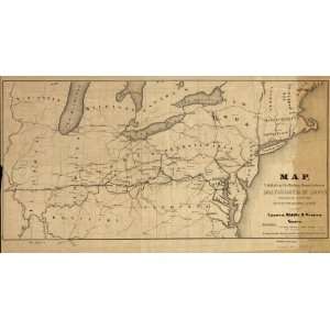  1843 Railroad map Portland, Maine, to Norfolk,VA