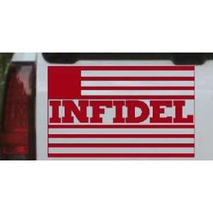 Red 28in X 17.7in    Infidel With US Flag Military Car Window Wall 