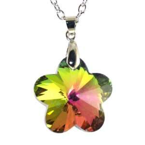    cut Rainbow Austrian Crystal Snow Flack Flower Necklace Jewelry