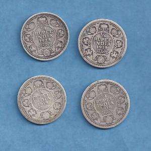 INDIA SILVER COINS 1/4 RUPEE DIFFERENT YEARS  