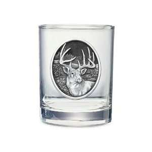  Set of 4 Whitetail Deer Buck Pewter Emblem 14 oz Double Old 