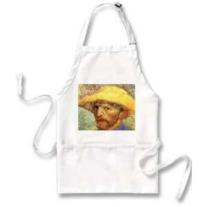  Self Portrait with Straw Hat By Vincent Van Gogh Apron 