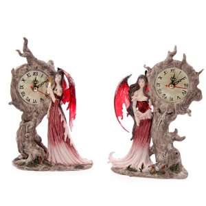  Gothic Red Angel Fairy Clock 